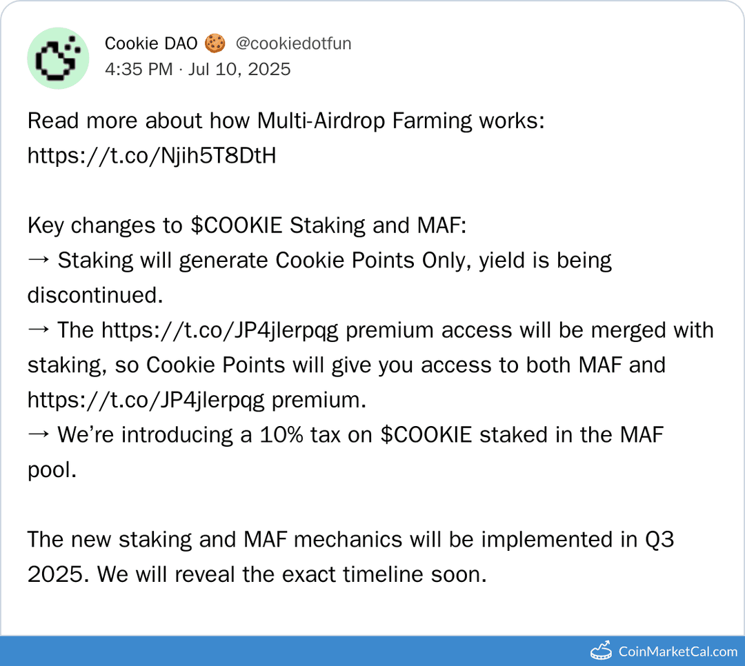 Cookie DAO New Staking & MAF Update