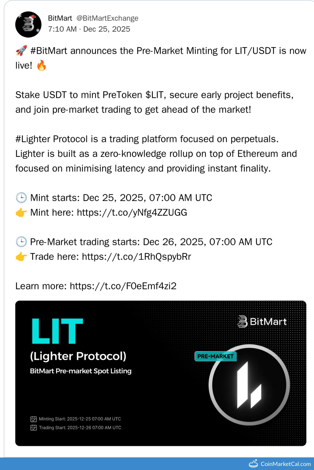 BitMart Premarket Listing: Lighter Protocol