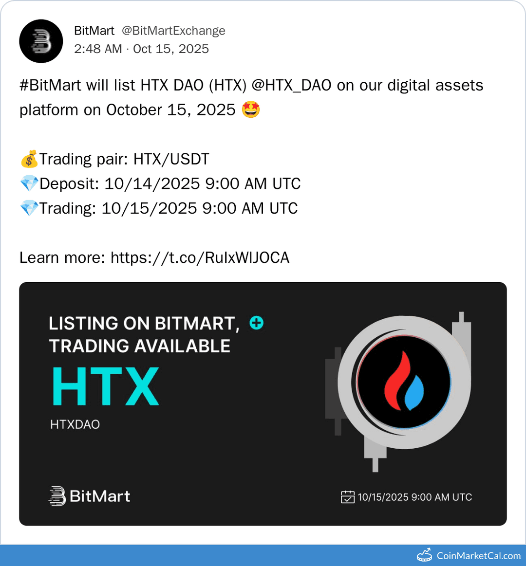 BitMart Listing HTX DAO