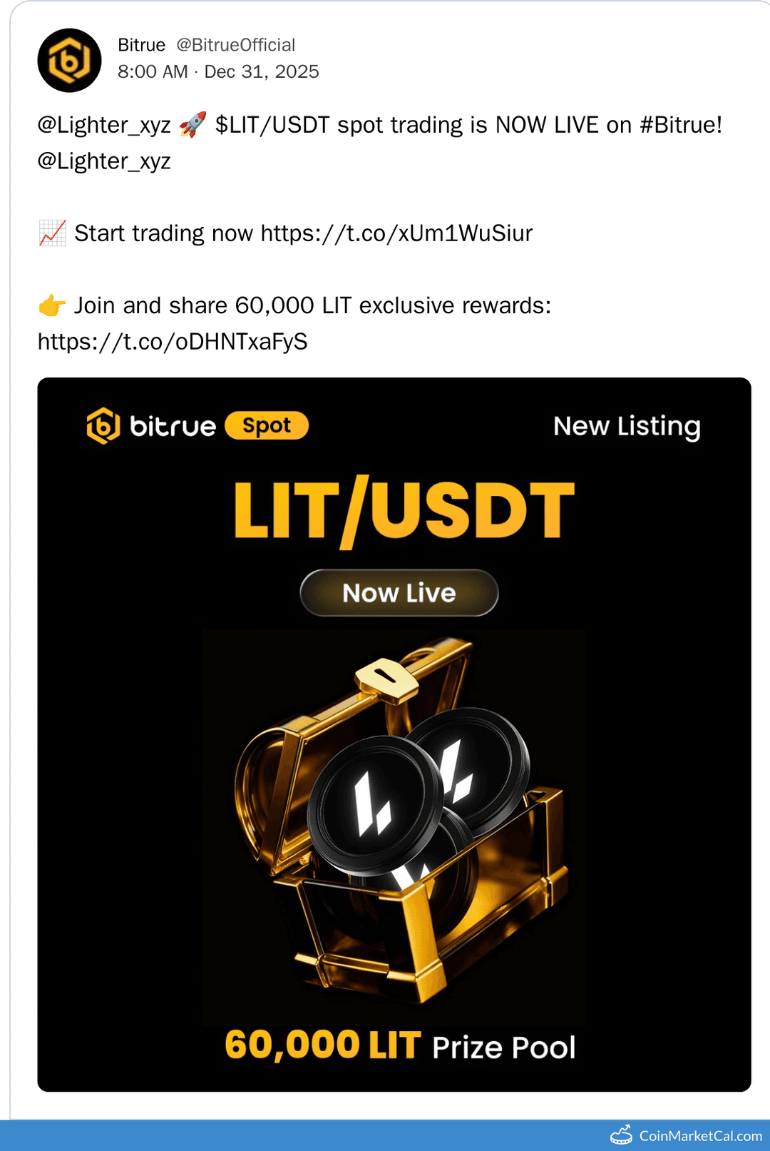 Bitrue Listing of Lighter (LIT)