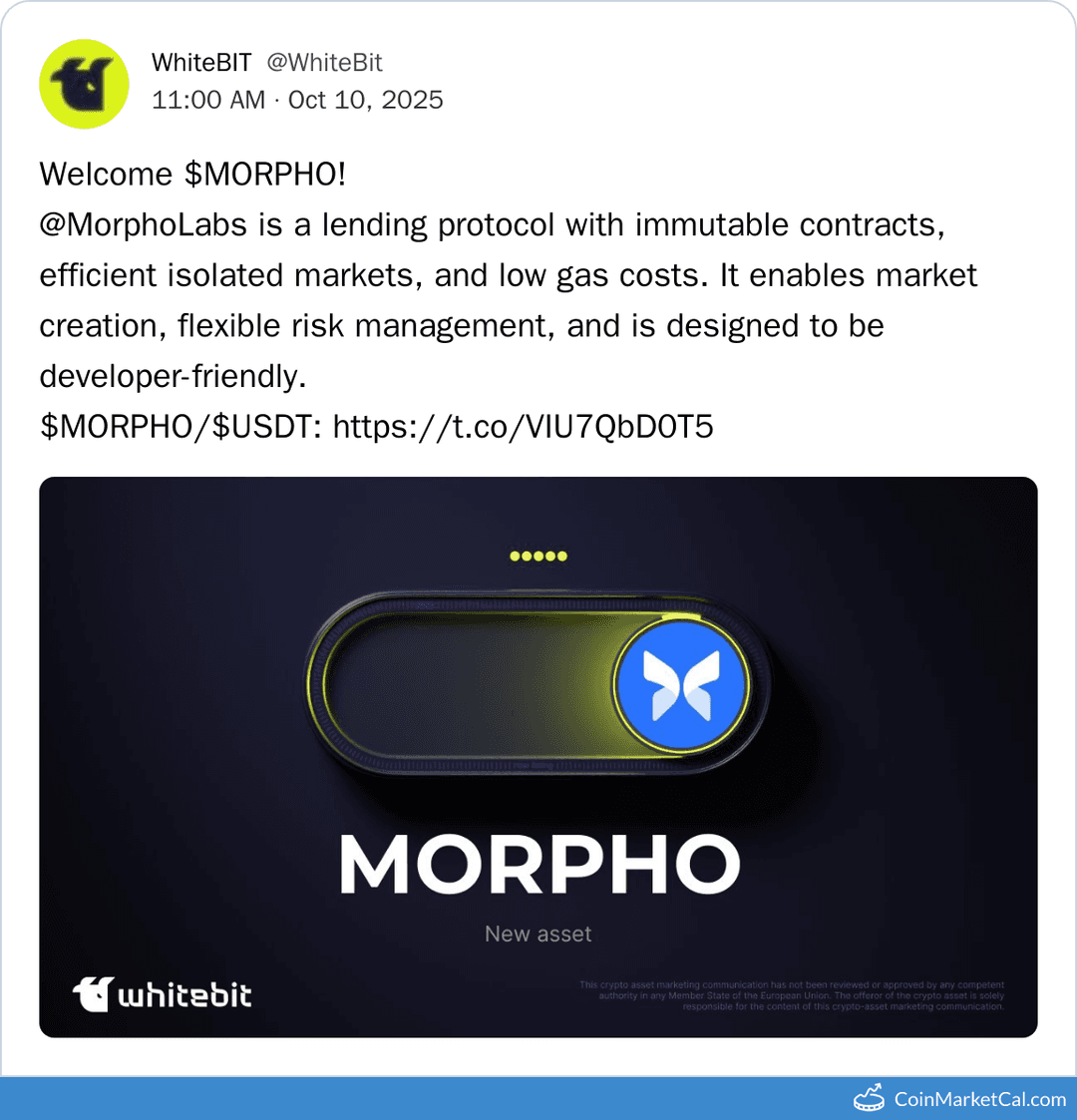 WhiteBIT Listing of Morpho Token