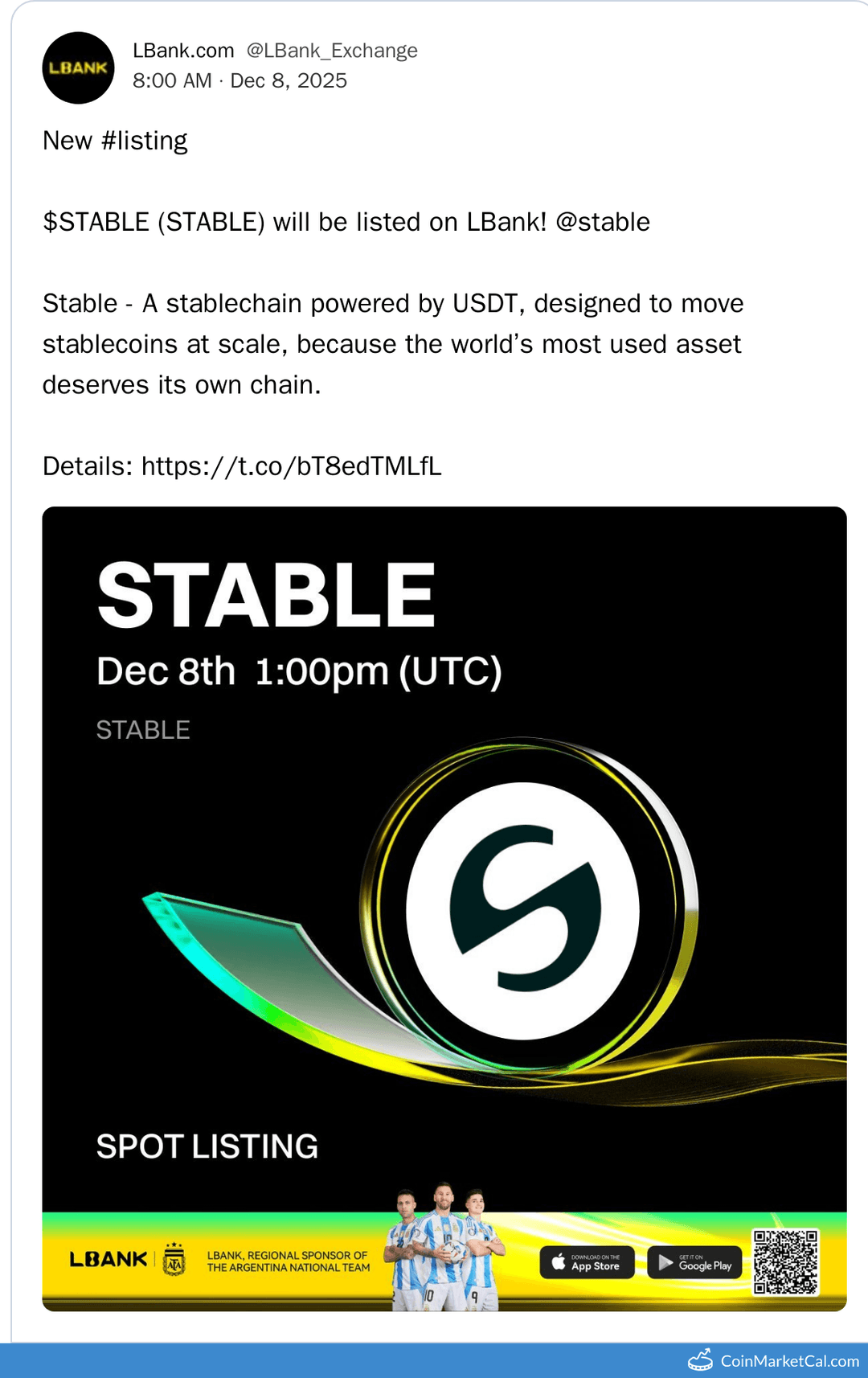 LBank Listing of Stable with STABLE/USDT Pair