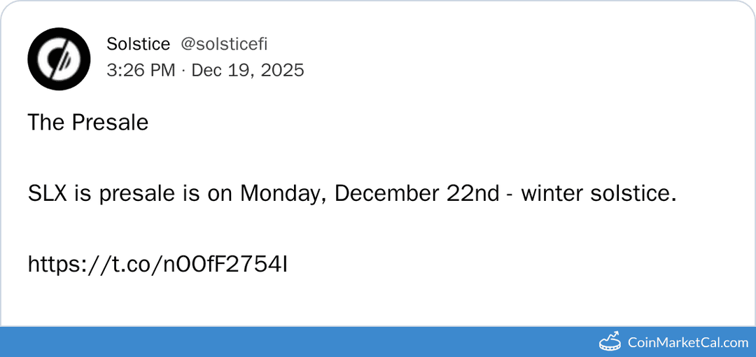 Solstice (SLX) Presale on Legion