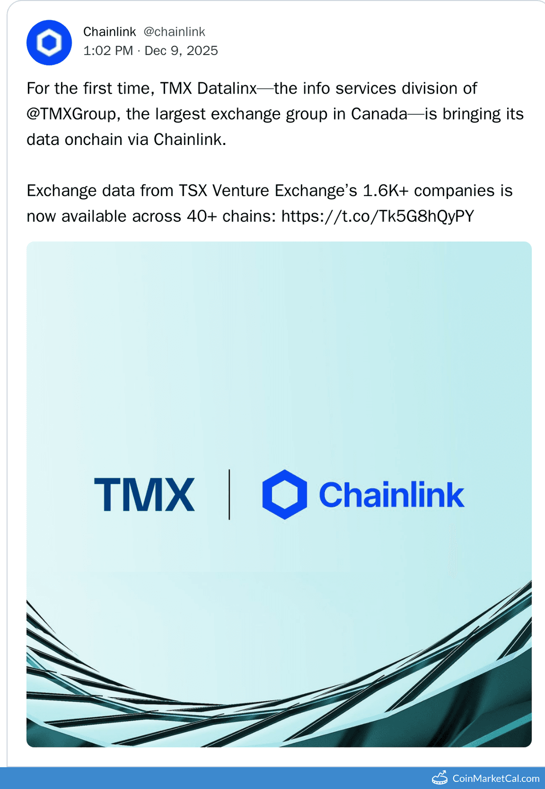 Chainlink TMX Datalinx Onchain Data Partnership