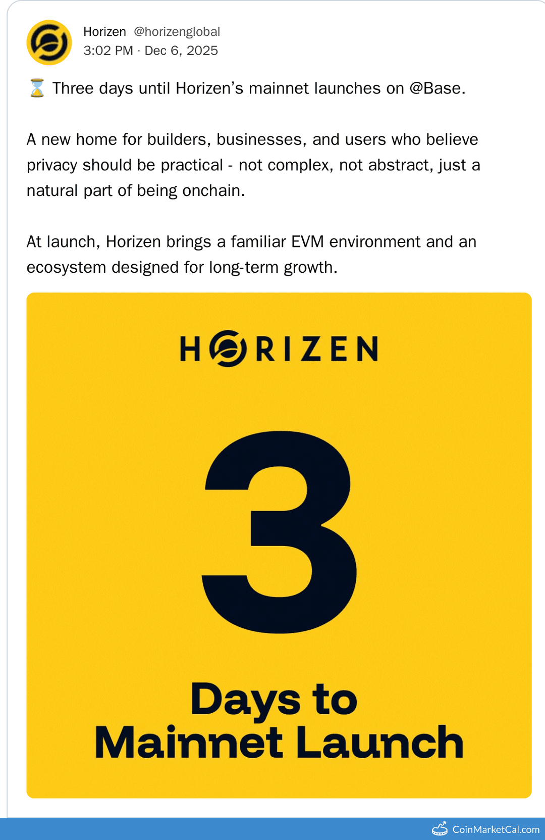 Horizen Mainnet Launch on Base