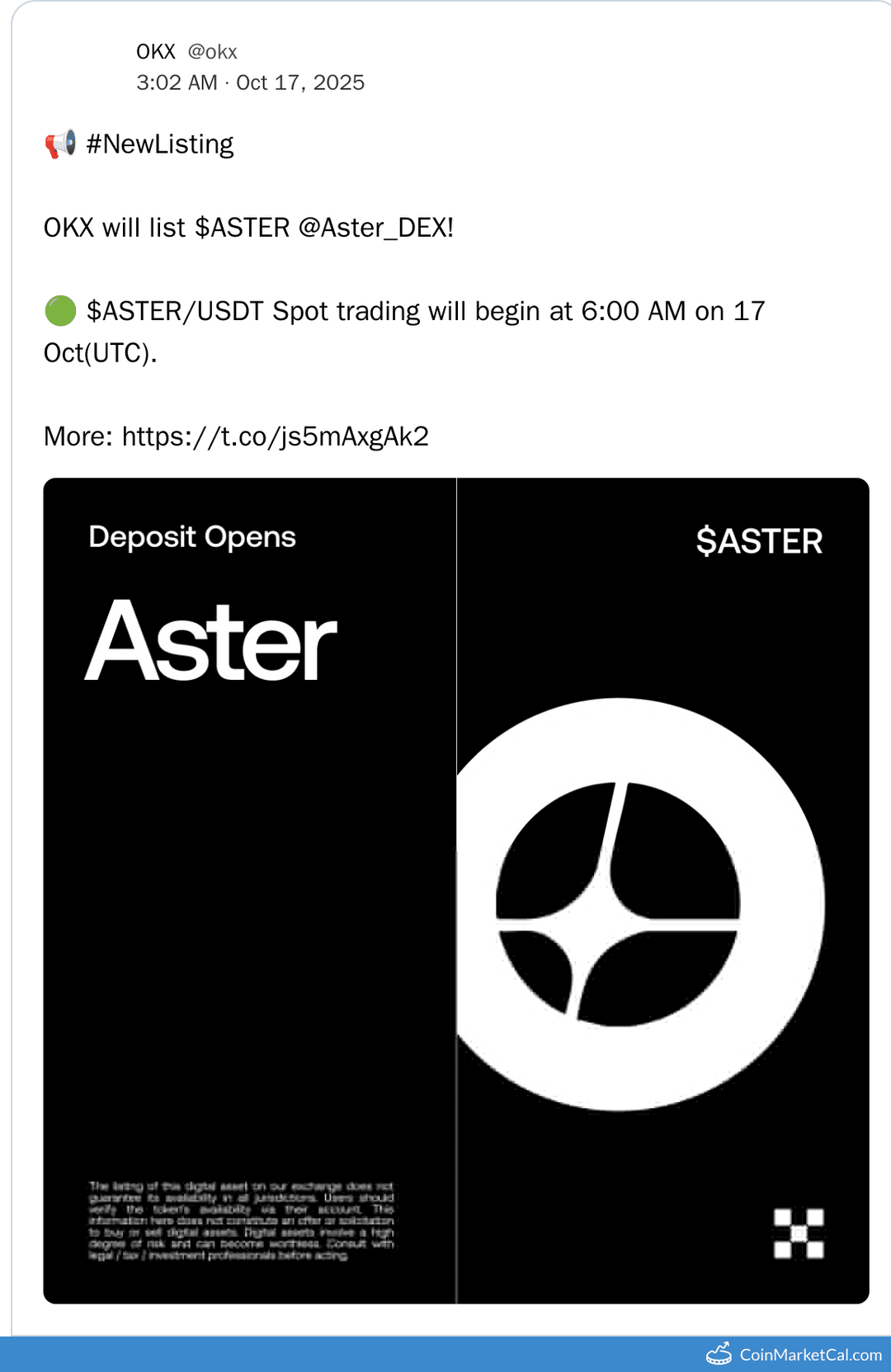 OKX Listing Aster (ASTER)