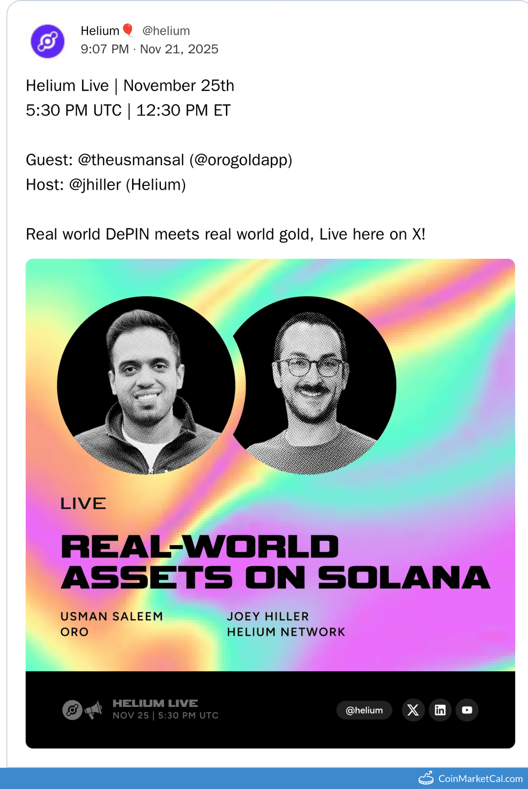 Helium Live with OroGold App