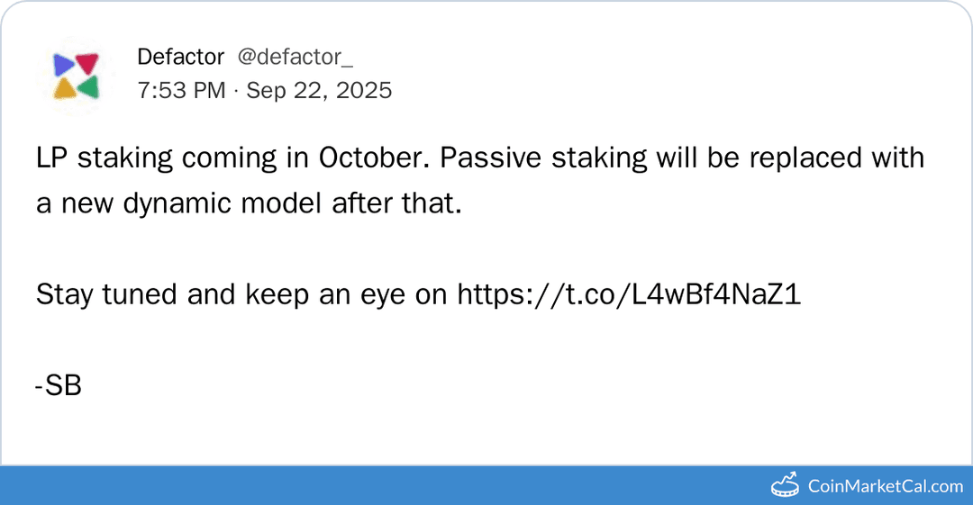 Defactor LP Staking Release