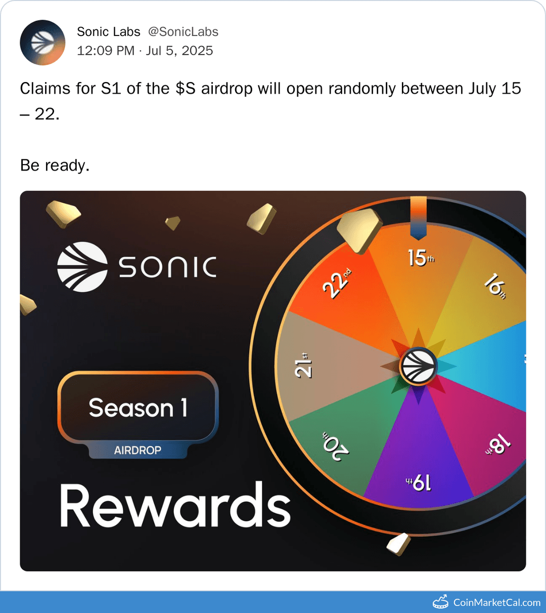 Sonic Labs Season 1 $S Airdrop