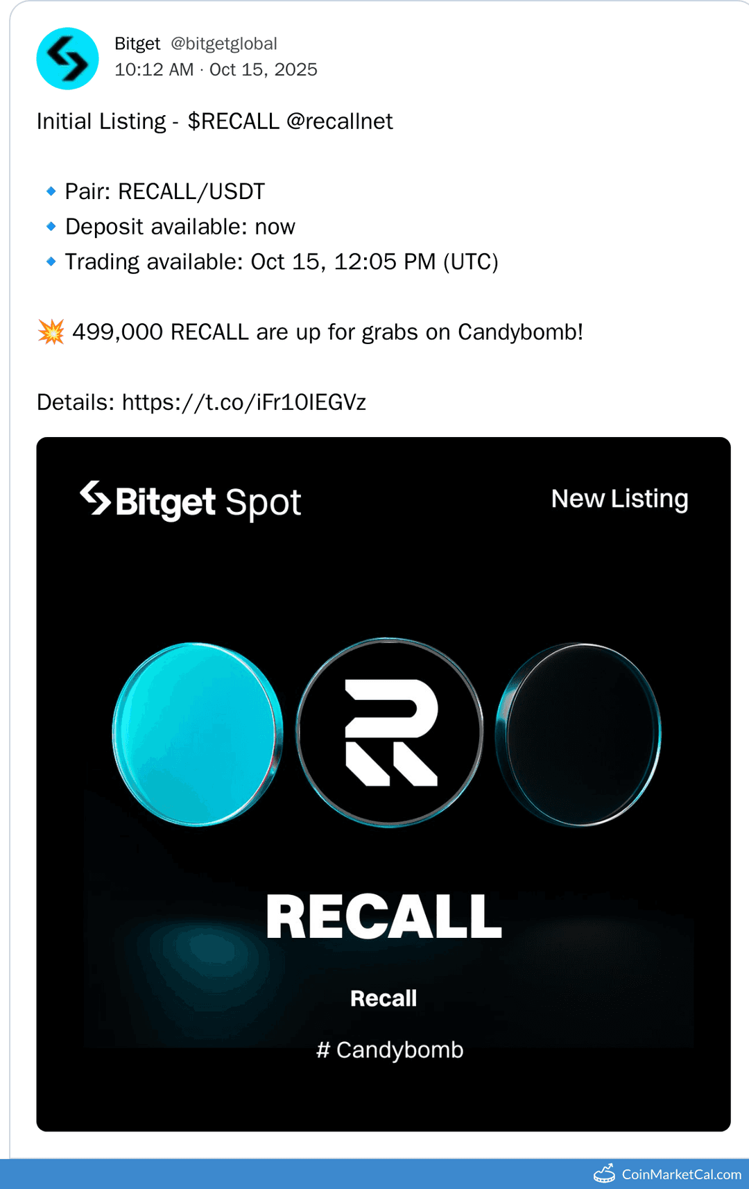 Bitget Listing Recall RECALL/USDT Pair