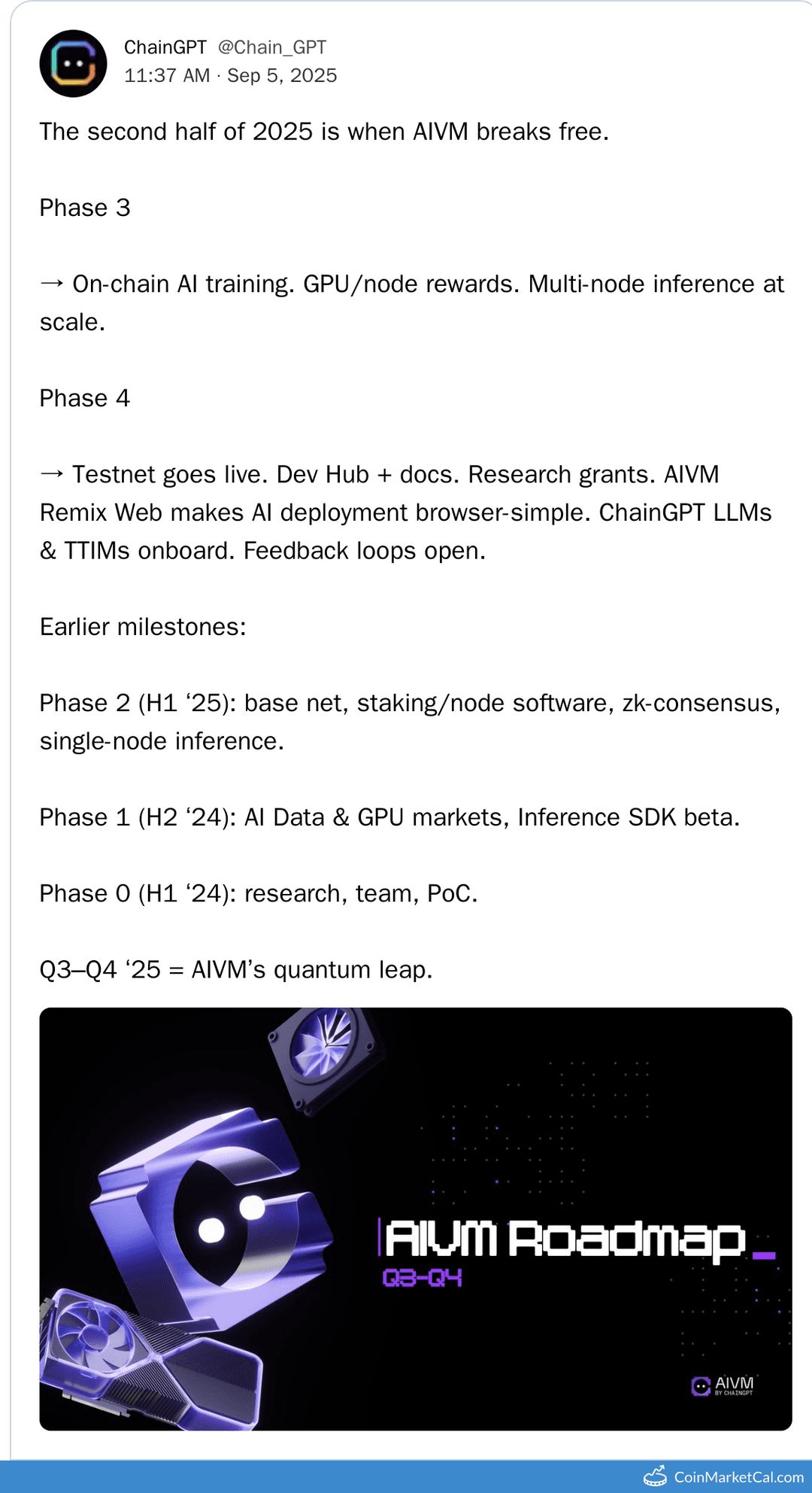 ChainGPT AIVM Testnet Launch on December 31, 2025