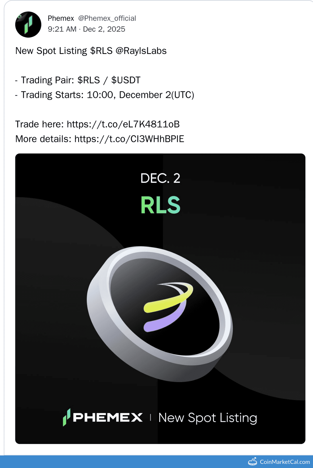Phemex Listing of Rayls (RLS)