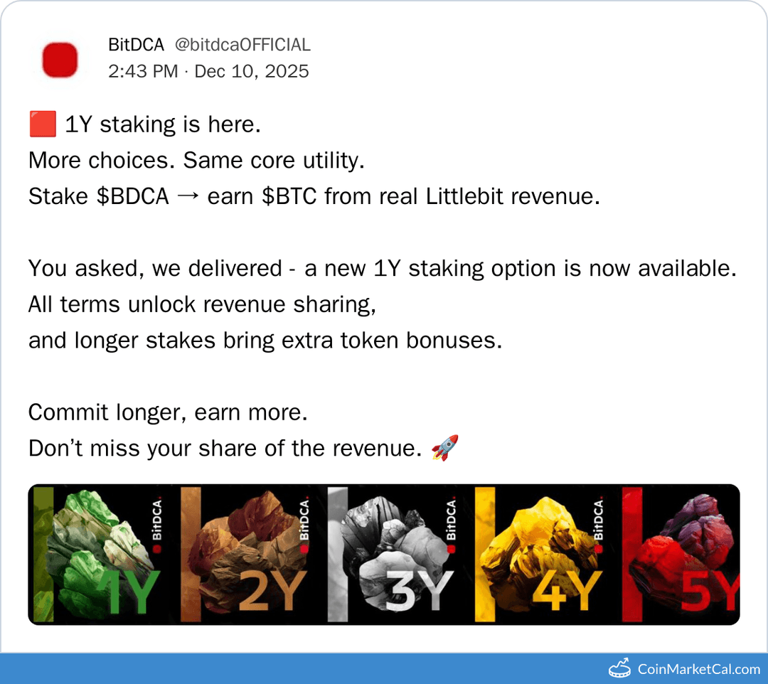 BitDCA 1Y Staking Option Live