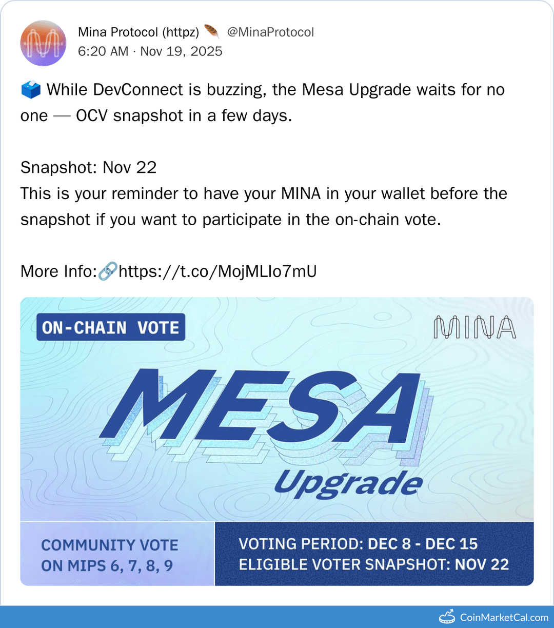 Mina Protocol OCV Snapshot