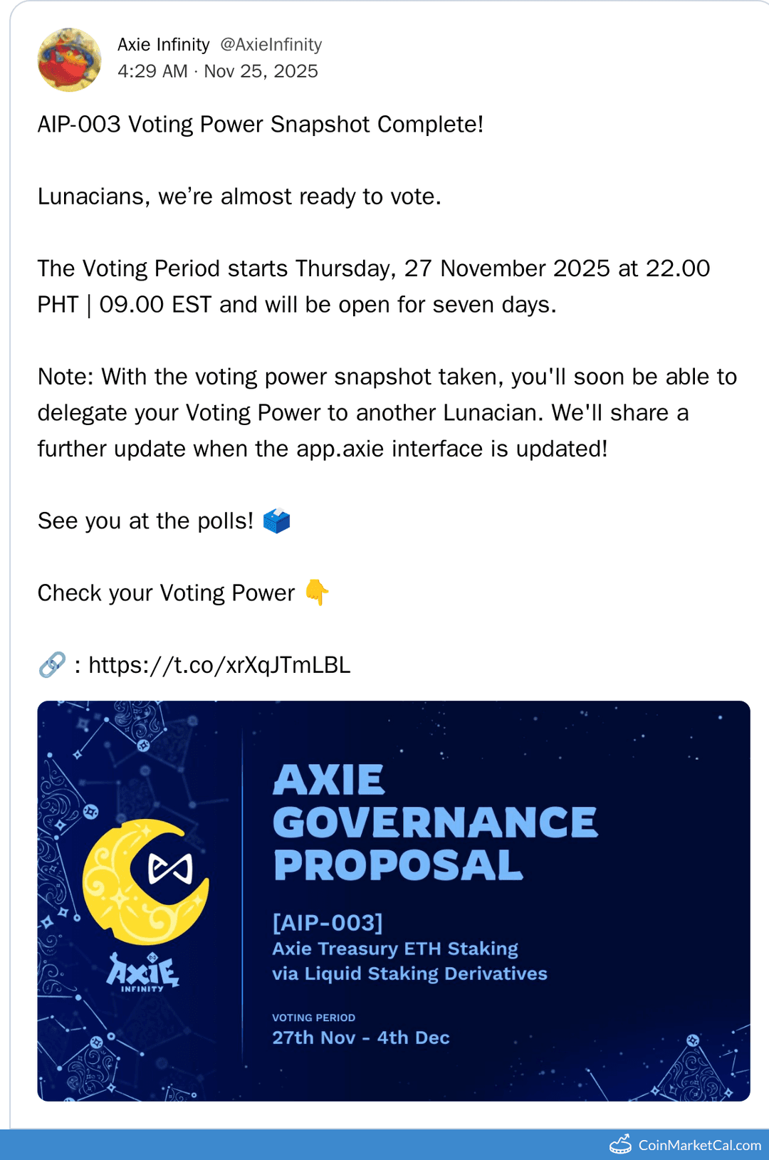 Axie Infinity AIP-003 Vote