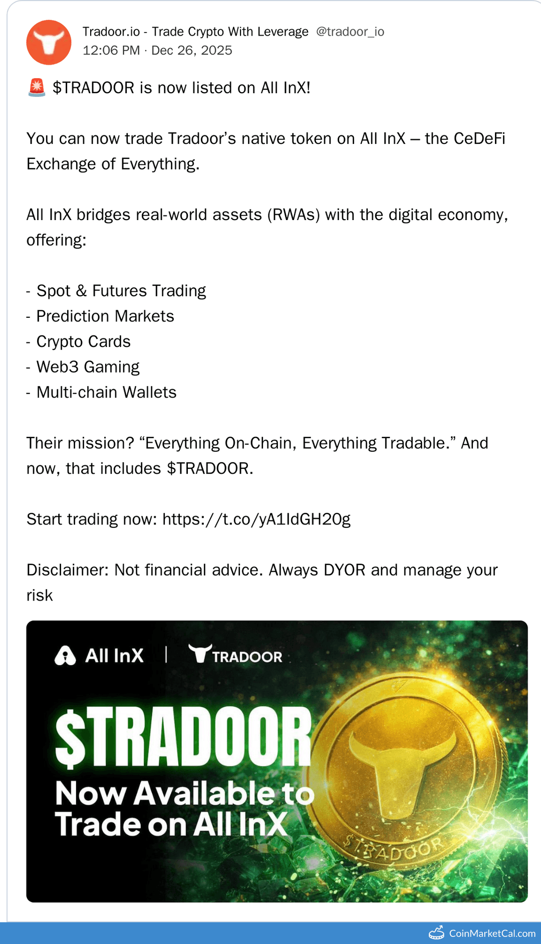 Tradoor All InX Listing