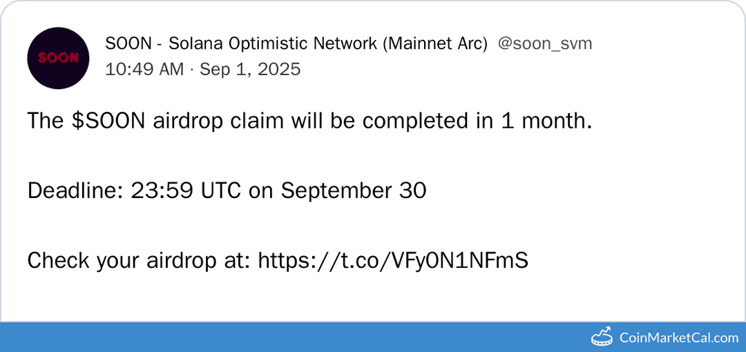 Final $SOON Airdrop Claim Deadline