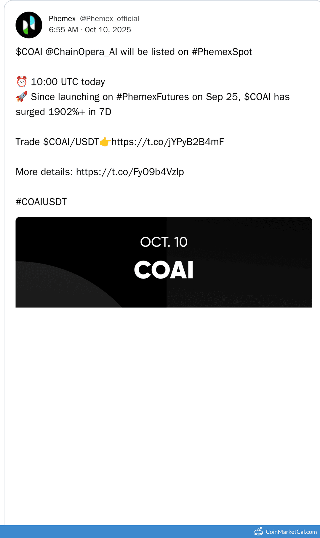 Phemex Listing ChainOpera AI (COAI)