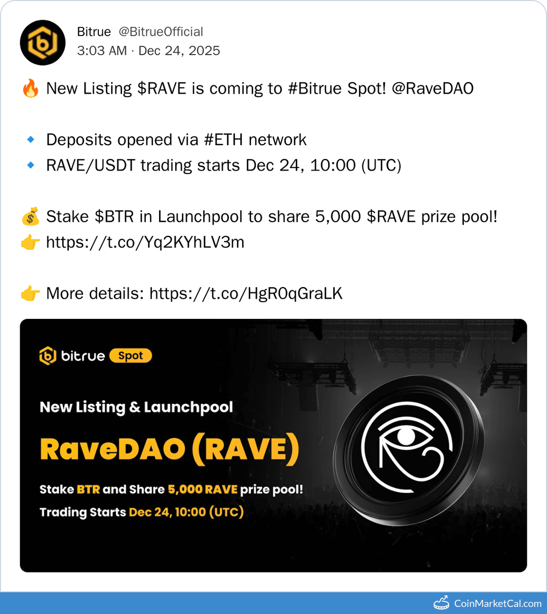 Bitrue Listing RaveDAO (RAVE)