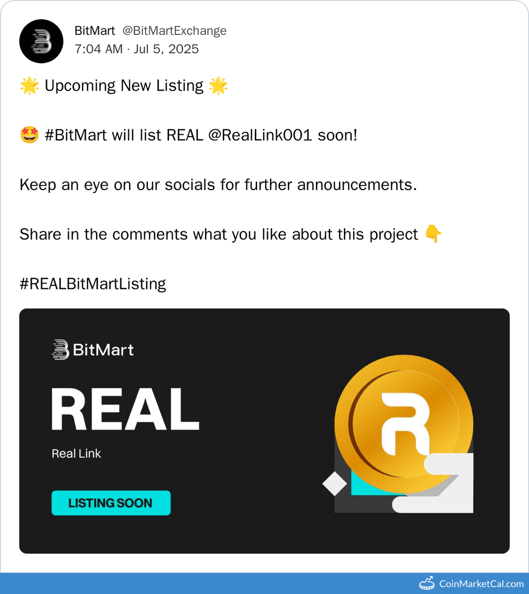 REAL Listing on BitMart