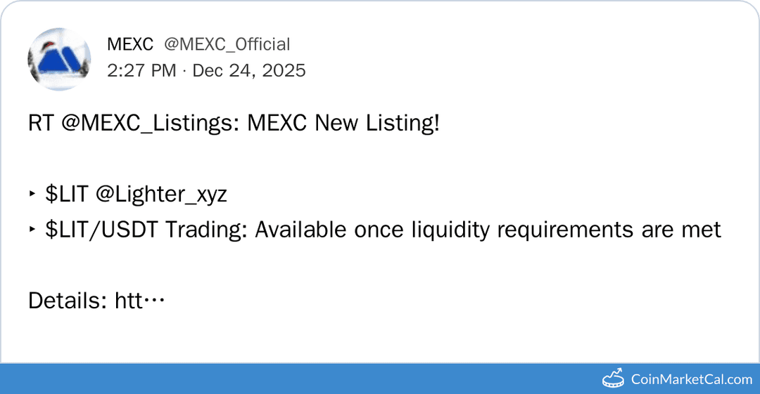 MEXC Global Listing of Lighter (LIT)