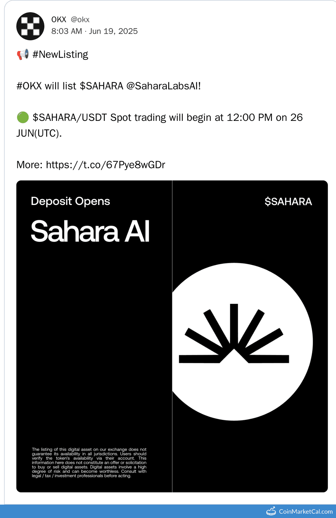 $SAHARA Listing on OKX