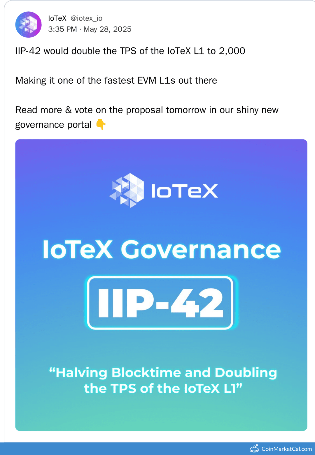 IIP-42 Governance Vote for IoTeX