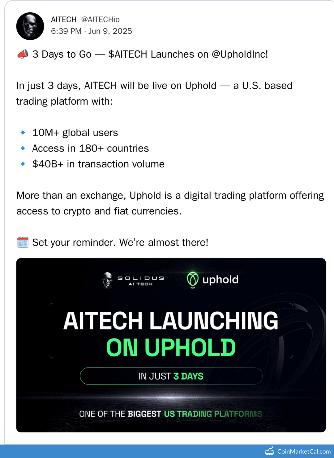 AITECH Launches on Uphold
