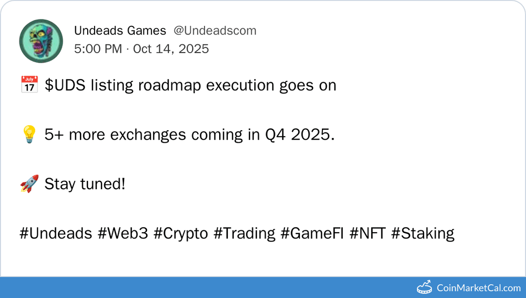 Undeads Games Exchange Listings Q4 2025