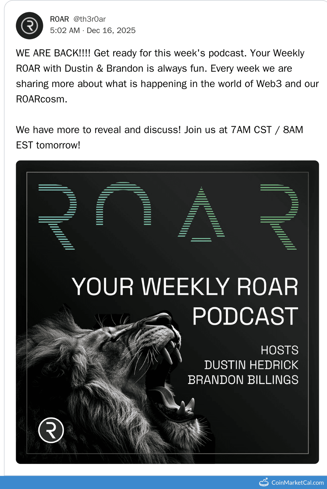 R0AR Token Weekly Podcast