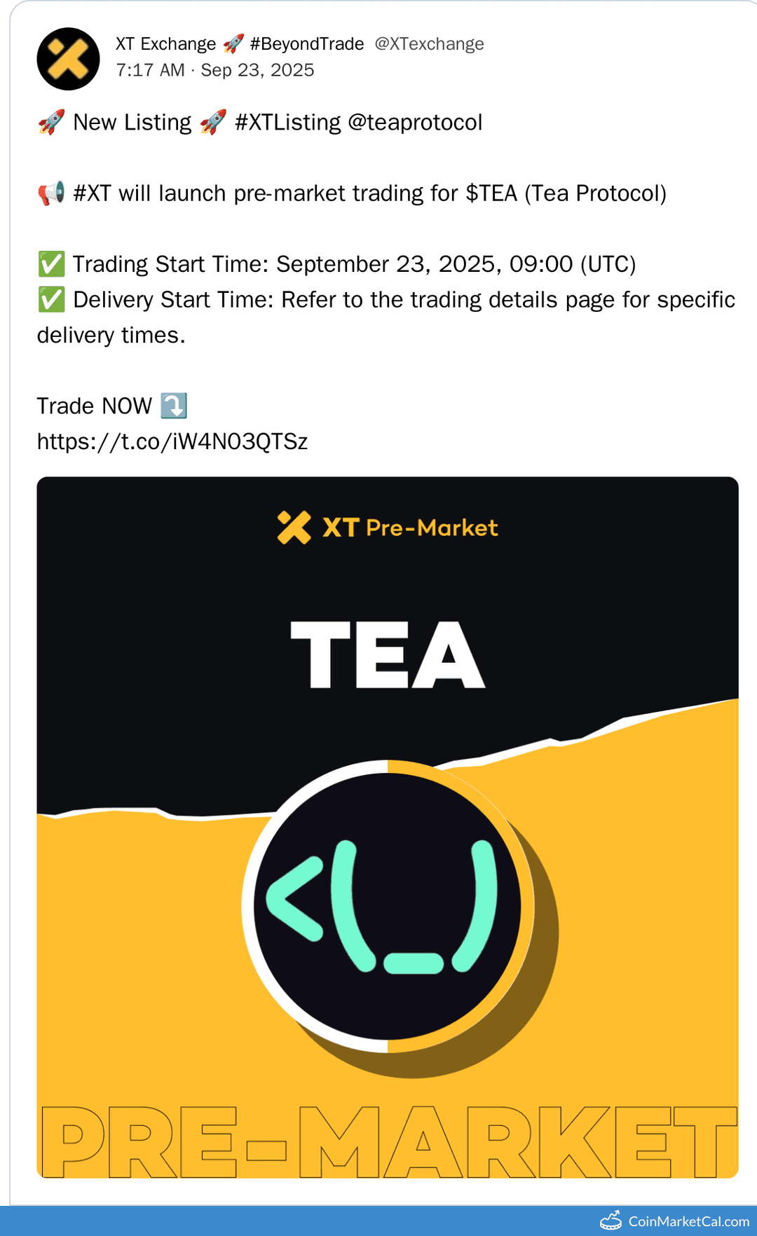 XT.COM Listing Tea Protocol (TEA)