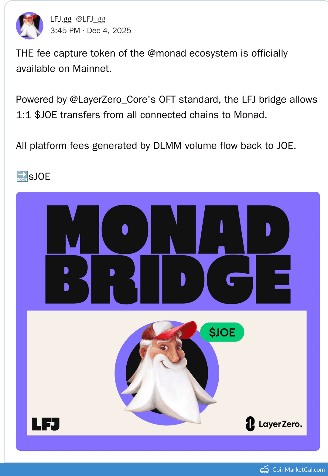 JOE Fee Capture Token Mainnet Launch