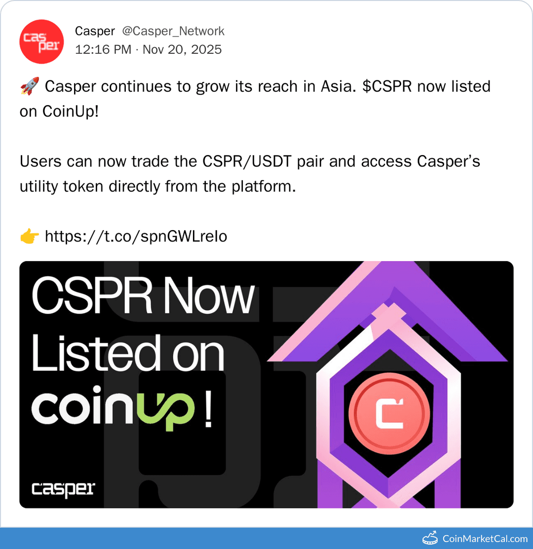 Casper Network CoinUp Listing