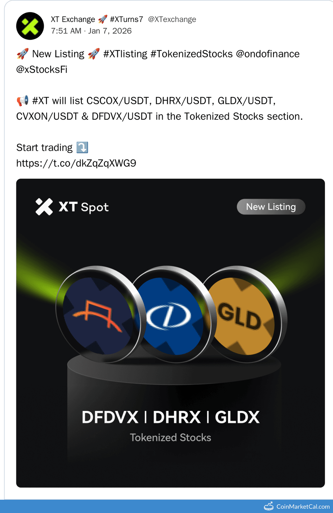 XT.COM Listing of DFDVX Tokenized Stocks