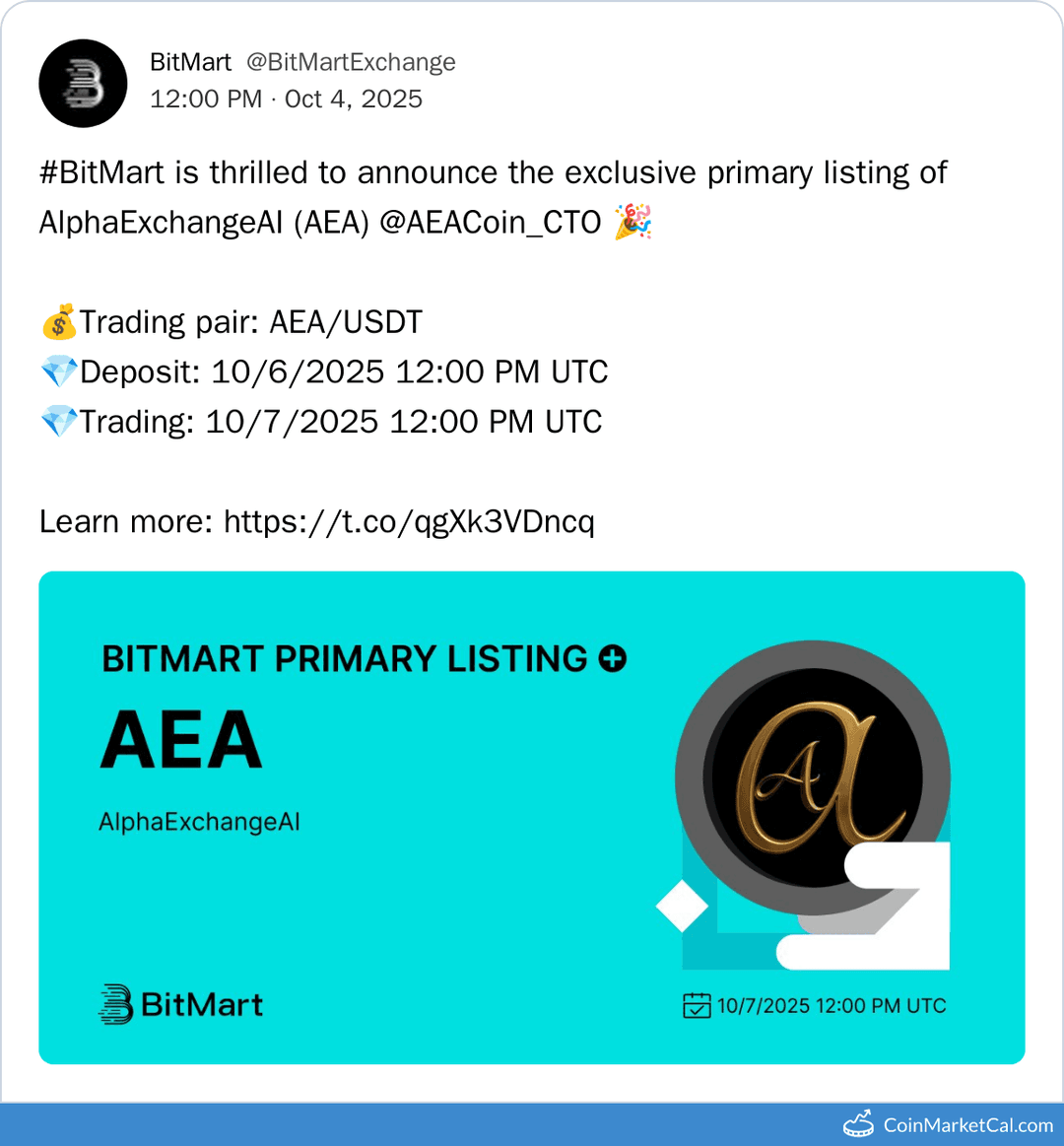 BitMart Listing AlphaExchangeAI (AEA)