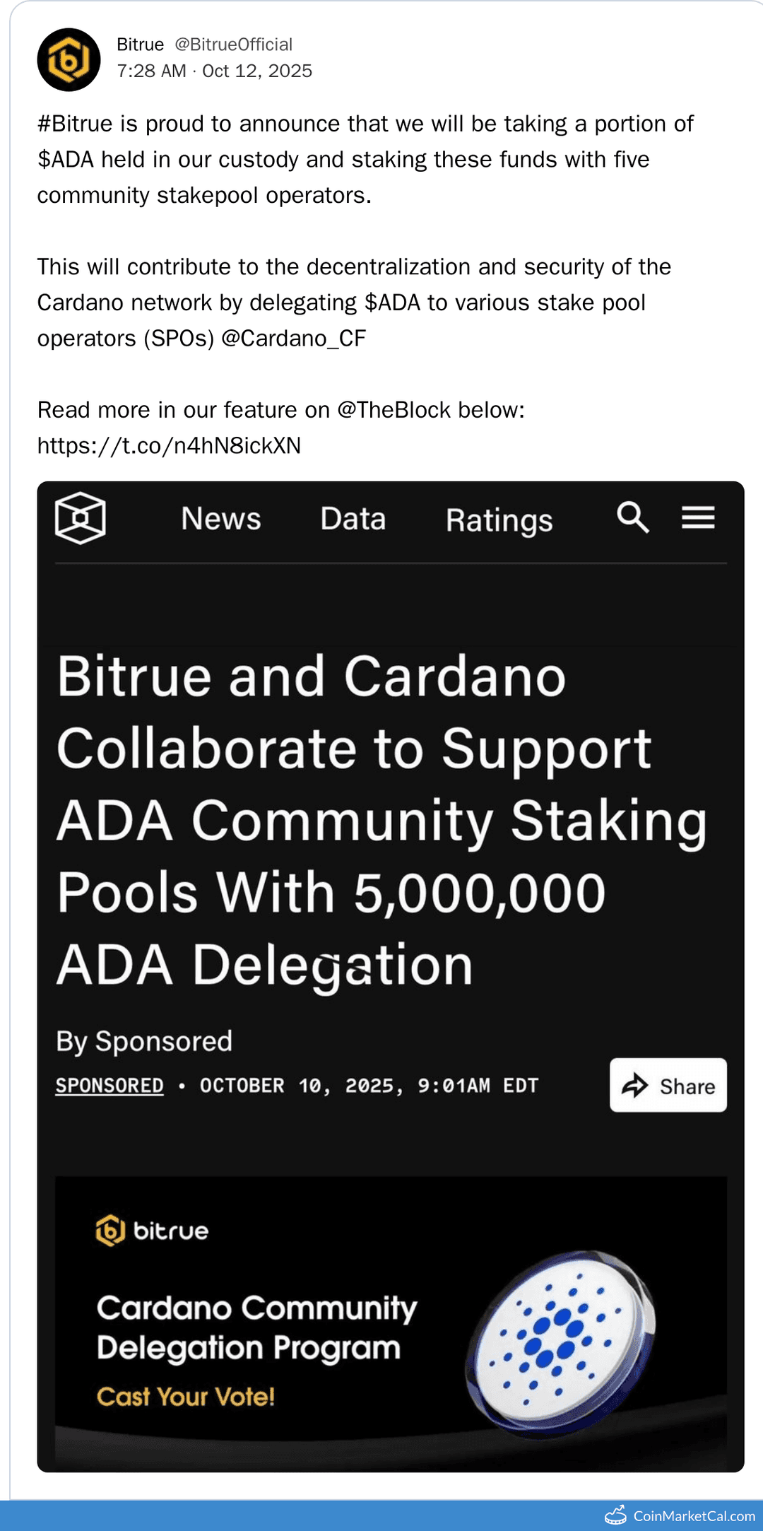 Bitrue ADA Staking Launch
