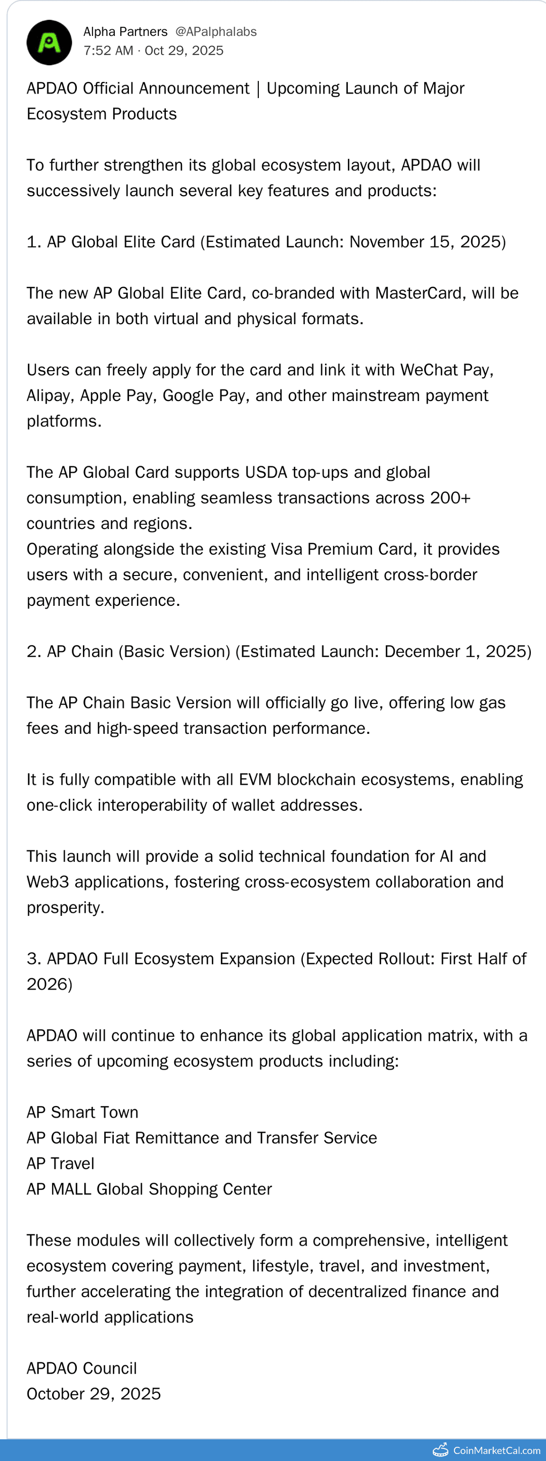 APDAO AP Global Elite Card Release