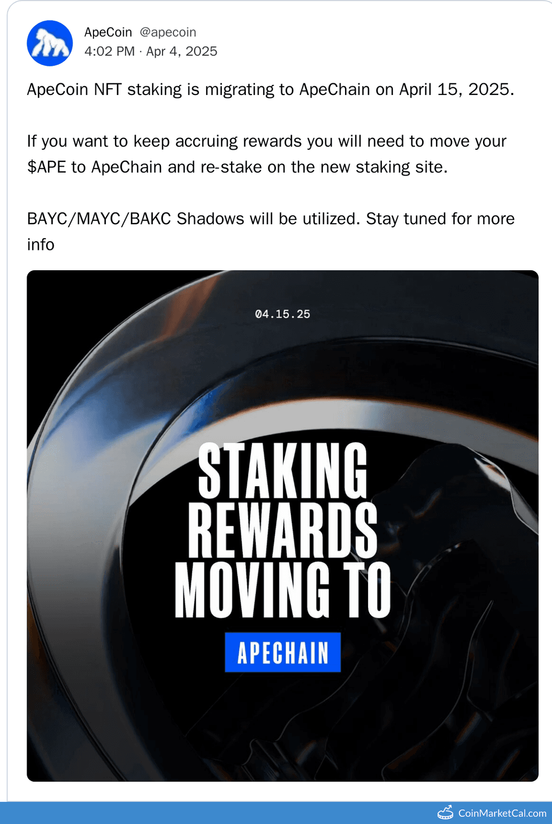 ApeCoin NFT Staking Migration