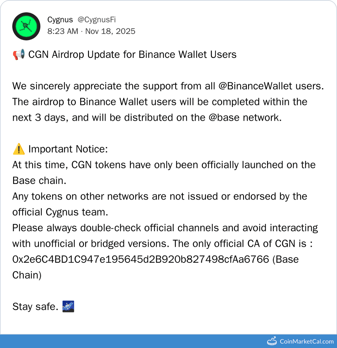 Binance Cygnus Wallet Airdrop