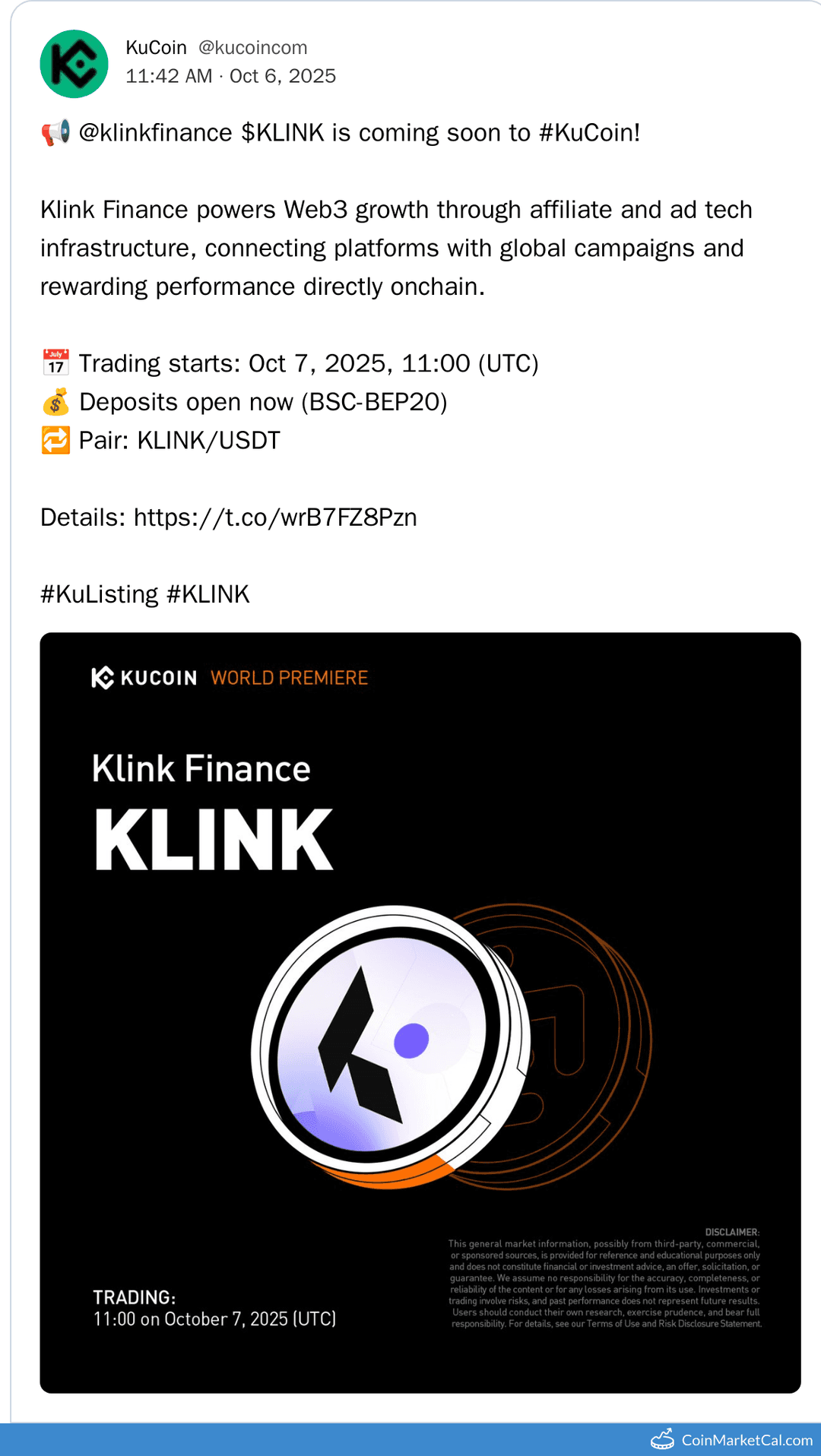KuCoin Listing Klink Finance