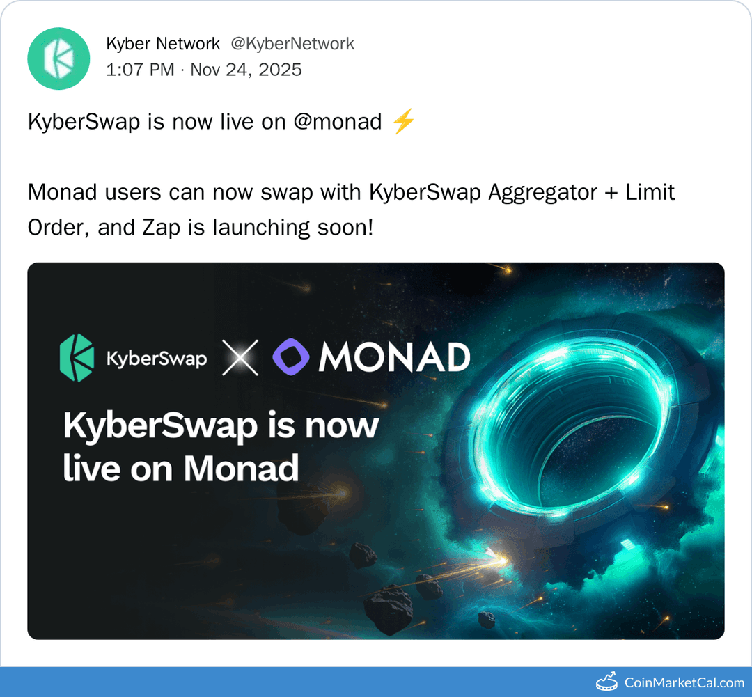 Kyber Network Crystal Legacy: KyberSwap on Monad Integration