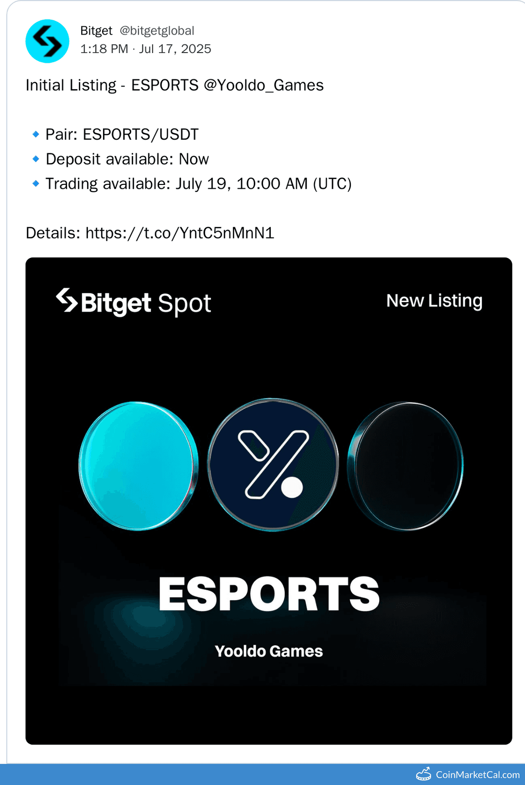 ESPORTS Token Listing on Bitget