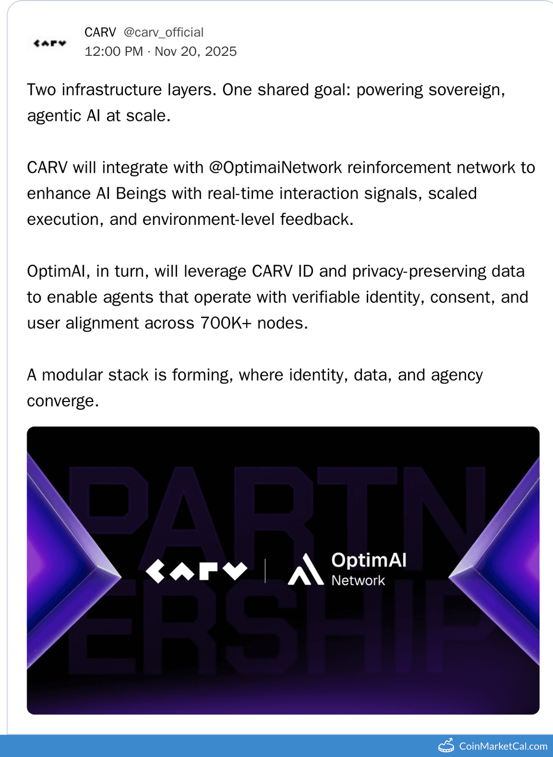 CARV x OptimAI Integration Partnership