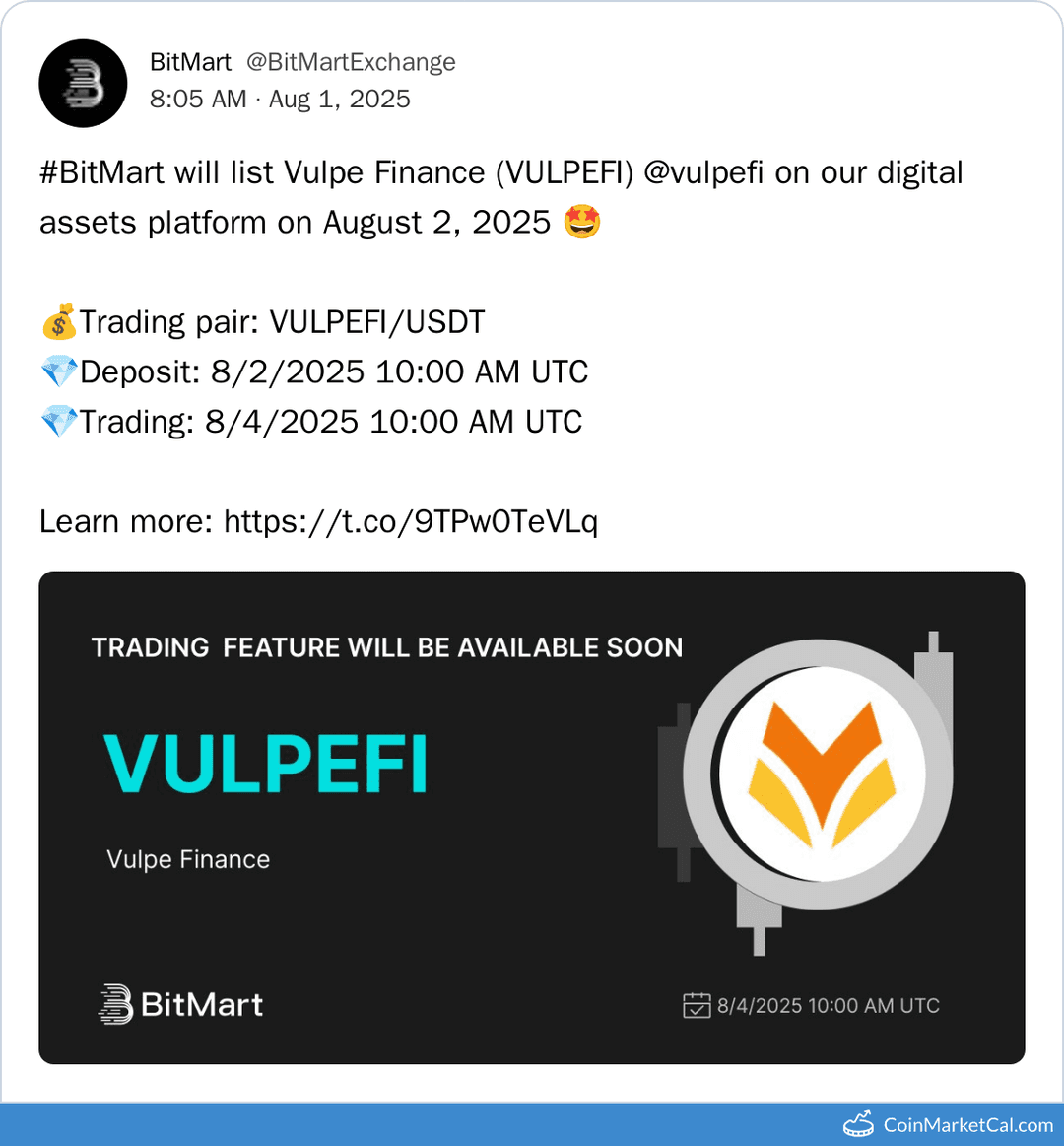Vulpe Finance Trading Launch