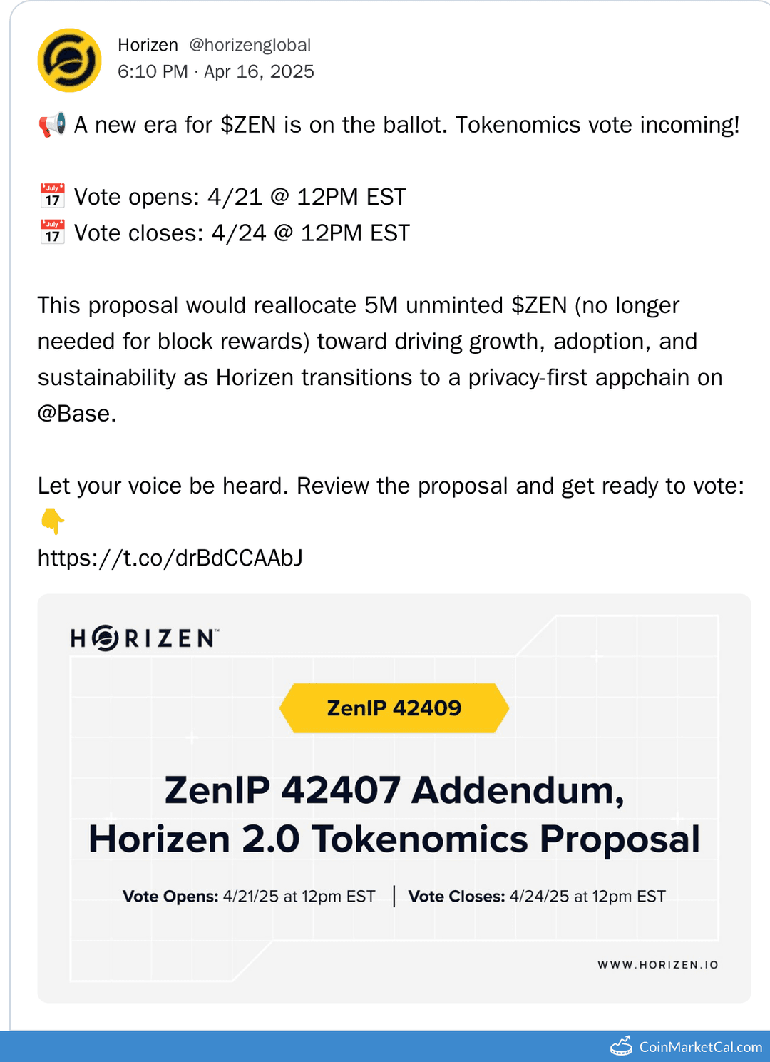 Horizen ZenIP 42409 Vote