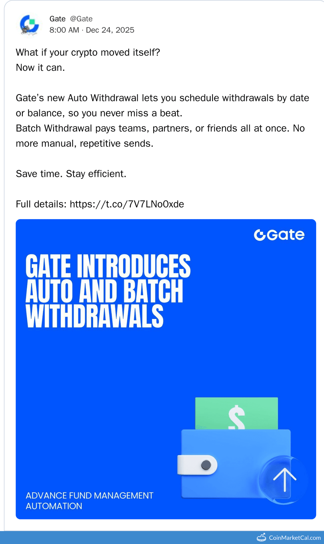 Gate Auto & Batch Withdrawals Release