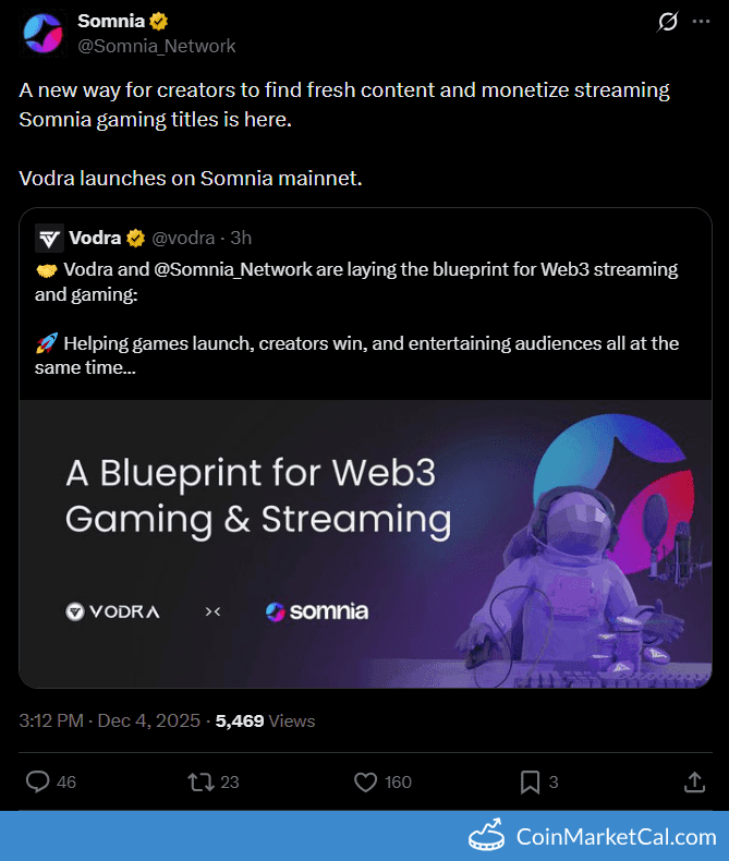 Vodra Integration Live on Somnia Mainnet