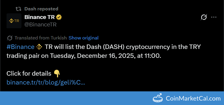 Binance TR Listing of Dash (DASH)