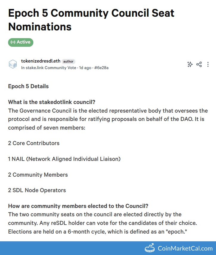 Stake.link Council Seat Vote on 2025-12-01