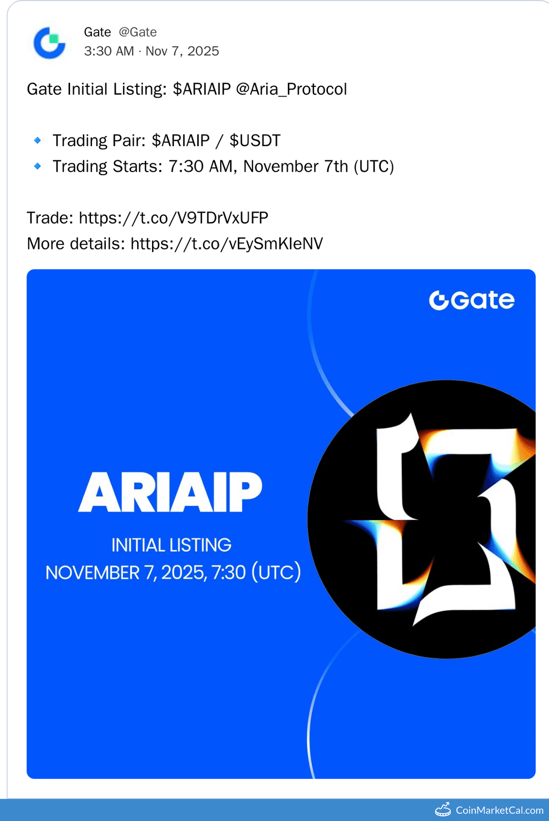 Gate.io Listing of Aria Protocol